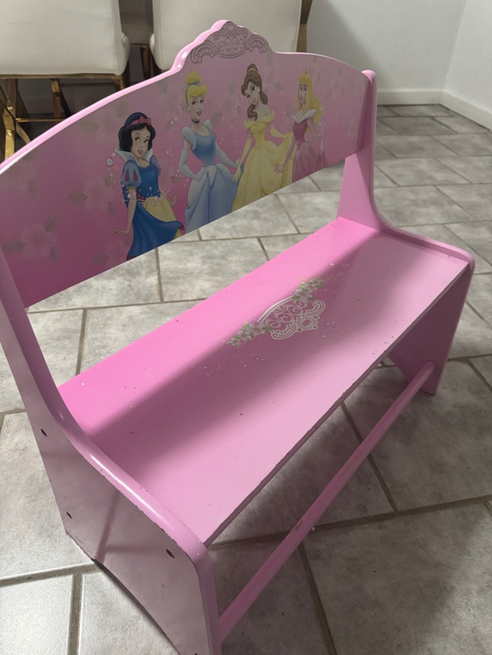Disney Pink Princess Wooden Kids Bench with Character Artwork - Picture 3 of 3